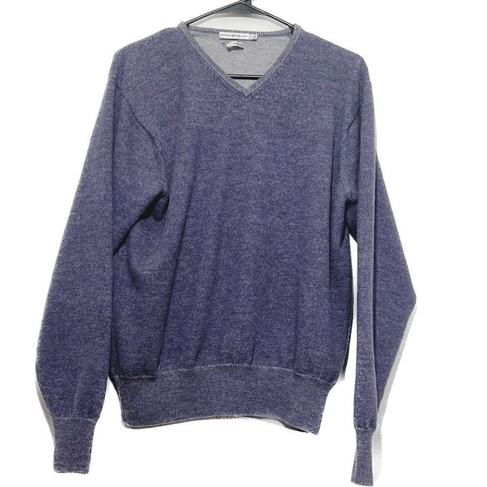 Peter Millar, 100% merino wool, long sleeve, V-neck, pull over sweater, size lar